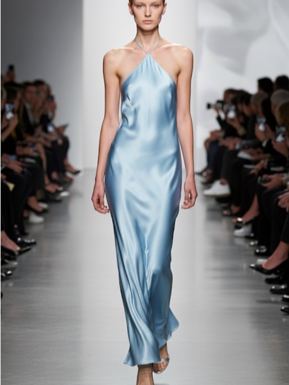 Maison Essentiele 6A Highest Quality 100% Silk Halter Slip Dress Light Blue L